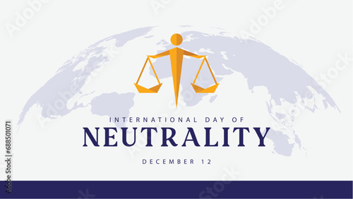 International day of neutrality. Vector illustration of scales of justice like origami paper. Suitable for banners, web, social media, greeting cards etc