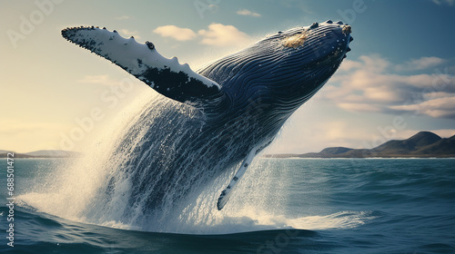 Dynamic Ocean Odyssey: Jumping Whale, Navigating Waves with AI Precision