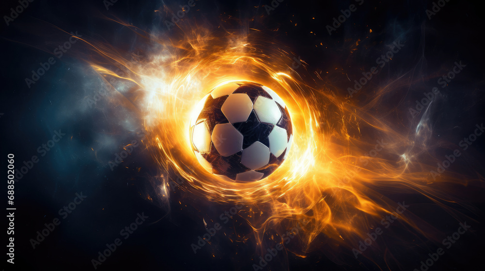 Naklejka premium Football in pulsating light