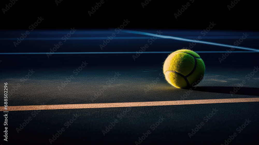 Warm twilight tennis ball under stadium lights