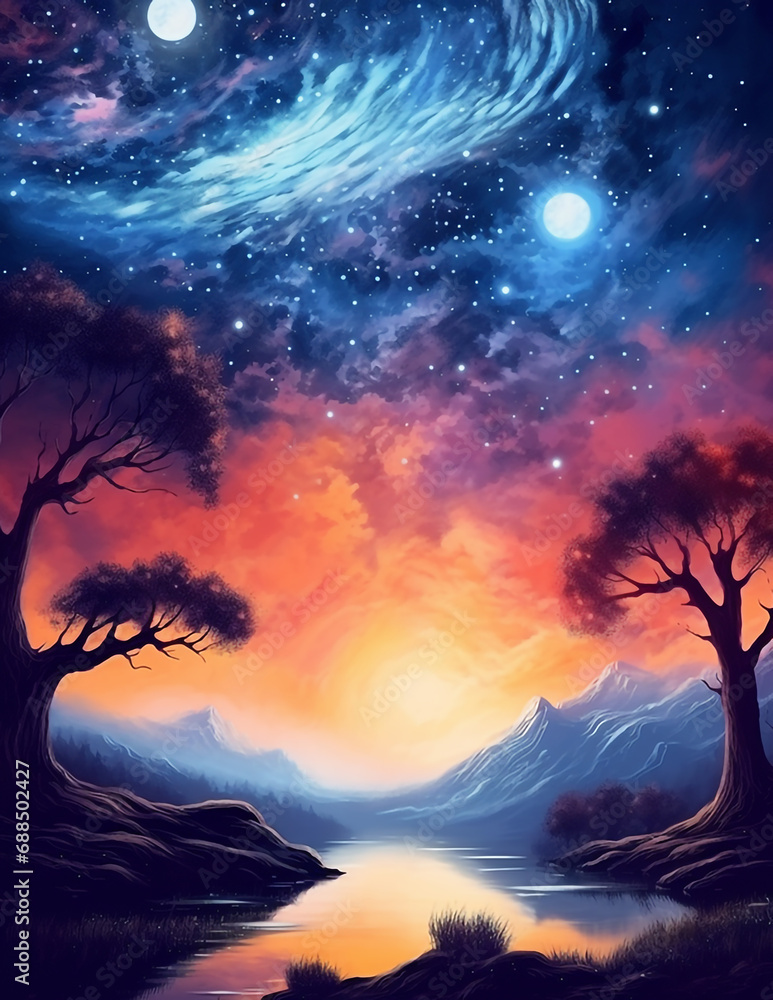 Obraz premium Galaxy nebula in the sky