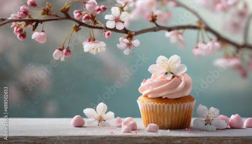Spring themed cupcake for birthday or anniversary celebrations photo
