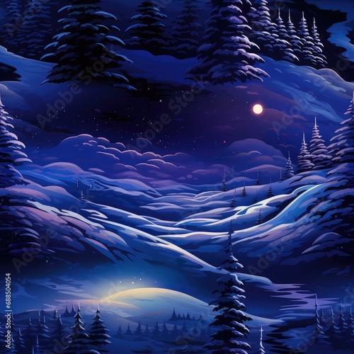 Seamless background of a christmas winter wonderland