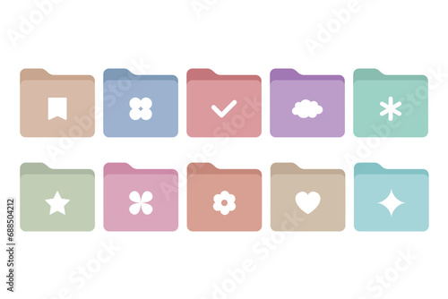 a set of pastel color flat design organizer folder with icon