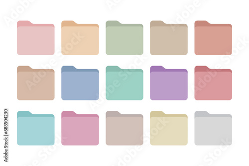 a set of pastel color flat design organizer folders