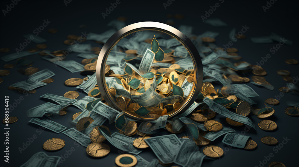 Money Looking Through a Magnifying Glass