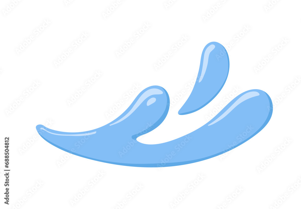 Obraz premium Water splash, spatter. Fresh clean blue aqua splatter, wave, watery design element. Clear pure liquid, cold cool fluid in motion, spraying up. Flat vector illustration isolated on white background