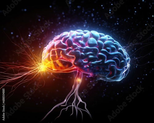 A close up of a human brain. Generative AI.