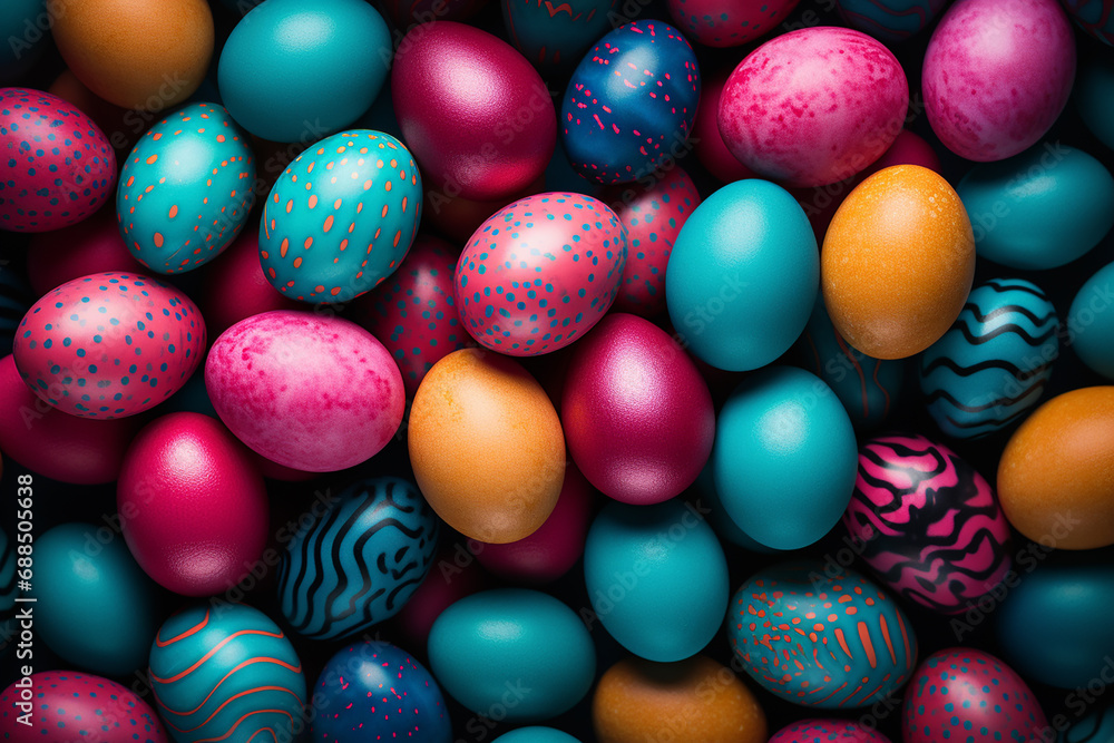 Colorful Easter Eggs Background - Vibrant Holiday Display - Created with Generative AI Tools Colorful Easter Eggs Background - Vibrant Holiday Display - Created with Generative AI Tools