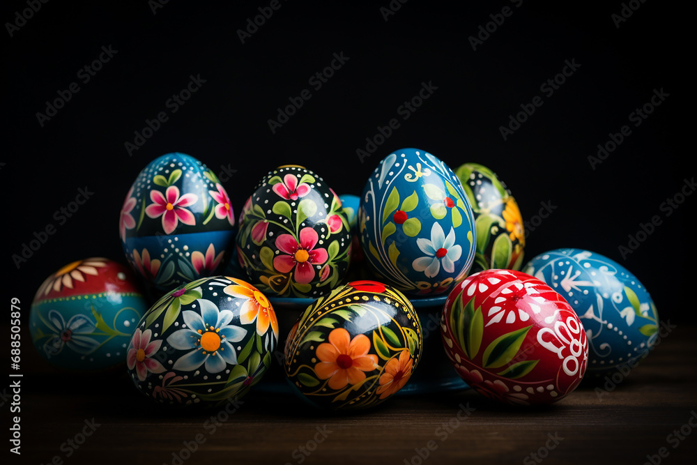 Colorful Handmade Easter Eggs - Vibrant Artisanal Creations - Created with Generative AI Tools
