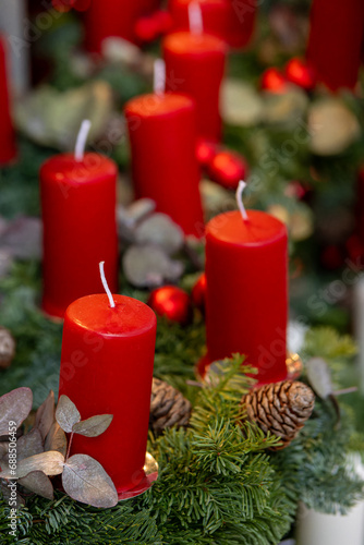 an advent arrangement for christmas with candles