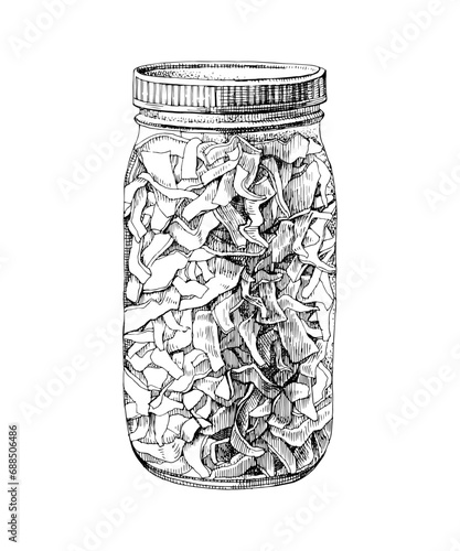 Sour cabbage in glass jar vector
