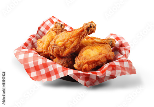 Fried chicken wings isolated on transparent background. Generative AI	 photo