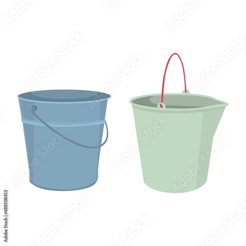 Buckets set. Flat vector illustration