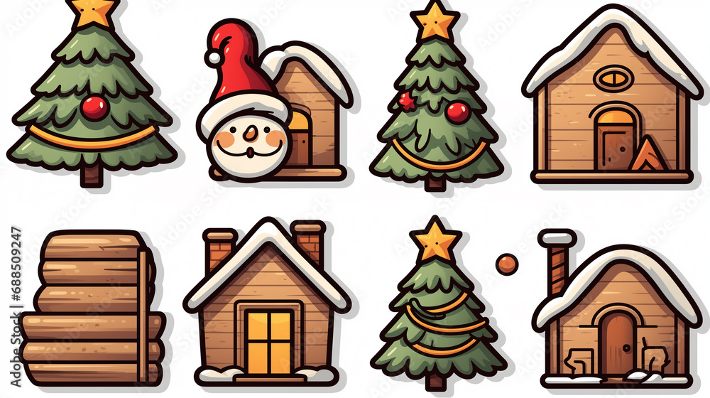 Set of christmas bundle and elements on white background. Generative ai. Set of christmas bundle and elements on white background. Generative ai.