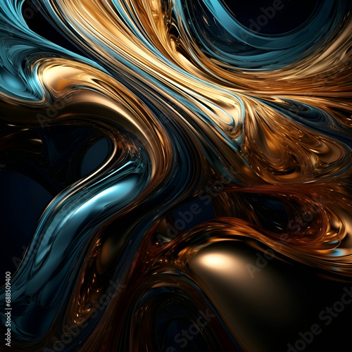abstract background with smooth lines in blue- orange and brown colors
