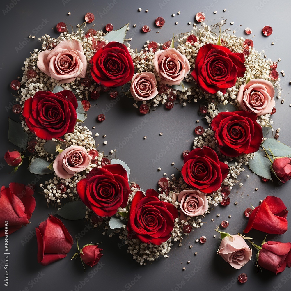 Heart shaped bouquet of red roses isolated over white background . AI Generative Heart shaped bouquet of red roses isolated over white background . AI Generative