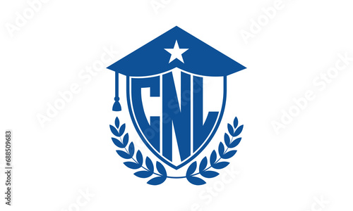 CNL three letter iconic academic logo design vector template. monogram, abstract, school, college, university, graduation cap symbol logo, shield, model, institute, educational, coaching canter, tech