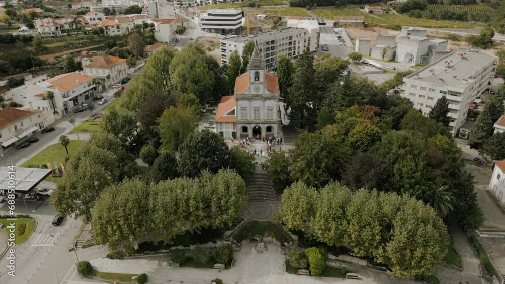 Aerial view of Igreja Matriz church in Lousada, Portugal Aerial view of Igreja Matriz church in Lousada, Portugal