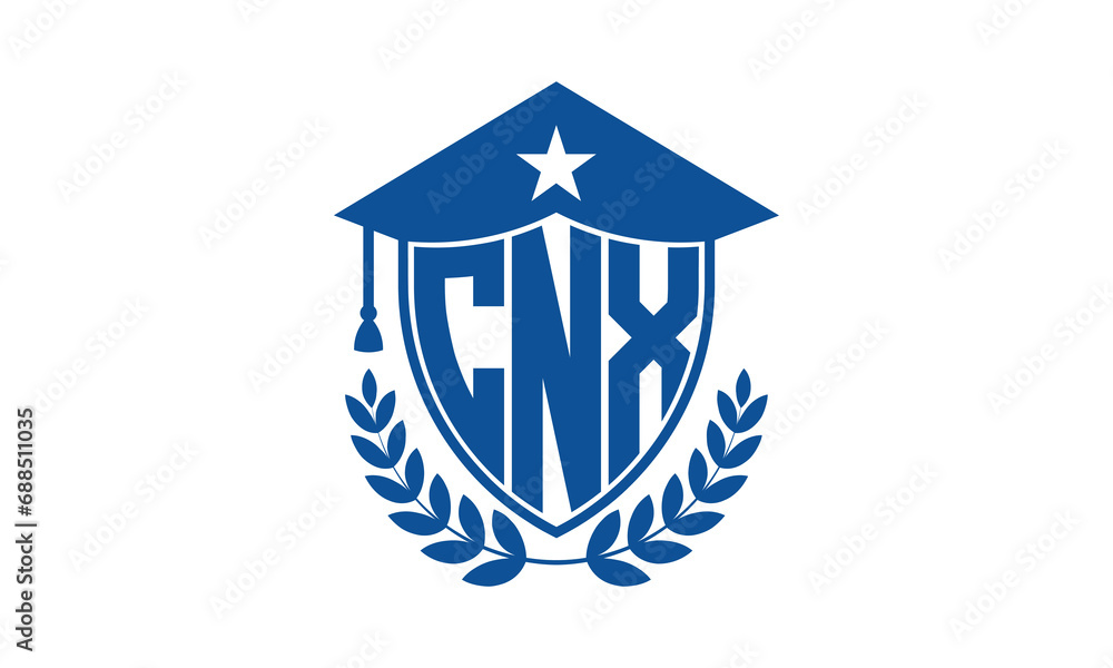 CNX three letter iconic academic logo design vector template. monogram, abstract, school, college, university, graduation cap symbol logo, shield, model, institute, educational, coaching canter, tech CNX three letter iconic academic logo design vector template. monogram, abstract, school, college, university, graduation cap symbol logo, shield, model, institute, educational, coaching canter, tech