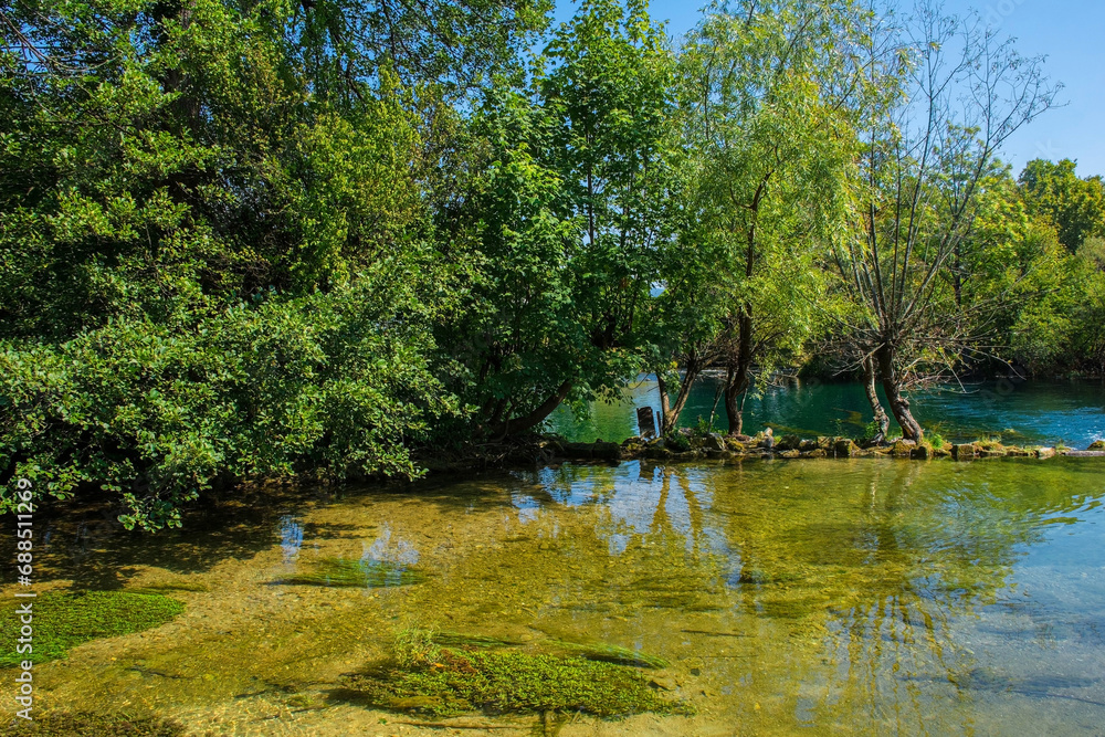 The River Una as it passes through central Bihac in Una-Sana Canton, Federation of Bosnia and Herzegovina The River Una as it passes through central Bihac in Una-Sana Canton, Federation of Bosnia and Herzegovina