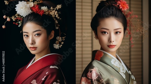 Two Women Wearing Kimonos