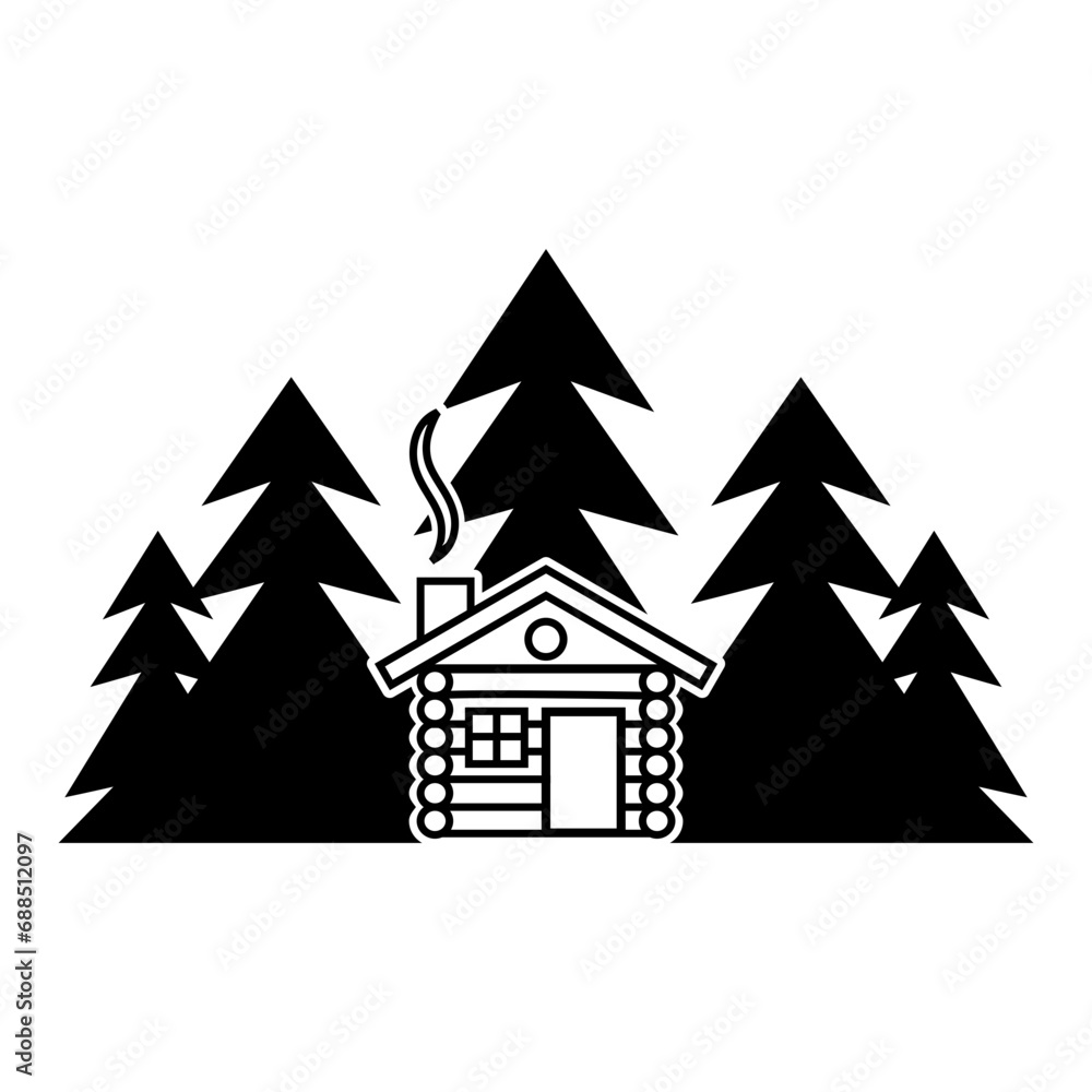 Fototapeta premium Wood cabin icon