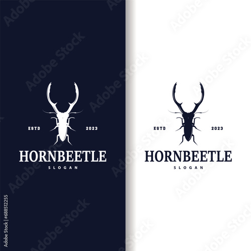 beetle logo design simple silhouette insect animal illustration template vector