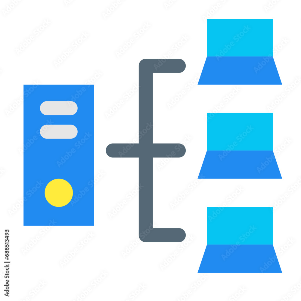 Obraz premium IT、ネットワーク、サーバーを表すカラースタイルのアイコン