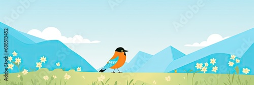 Beautiful Animated Bird Backdrop with Empty Copy Space for Text - Bird standing against Nature Background - Flat Vector Nature Bird Graphic Illustration Wallpaper created with Generative AI Technology