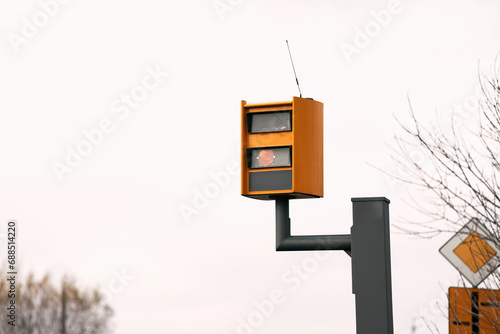 Yellow speedcamera traffic control. photo