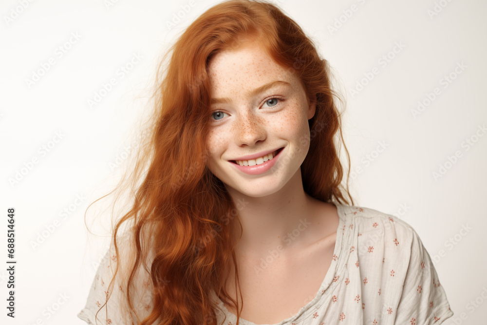 Young pretty redhead girl over isolated white background Young pretty redhead girl over isolated white background