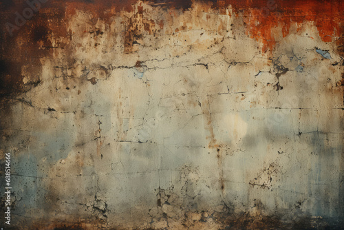 Grunge background concrete cracked wall with red spots