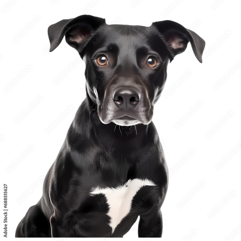 Black dog isolated on transparent background