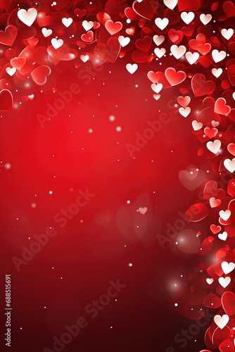 red Valentine day red background, with hearts and epty copy space photo