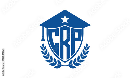 CRP three letter iconic academic logo design vector template. monogram, abstract, school, college, university, graduation cap symbol logo, shield, model, institute, educational, coaching canter, tech