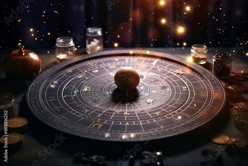  A detailed process of crafting a personal astrology chart  involving birth chart analysis and horoscope creation for a personalized astrological journey. 