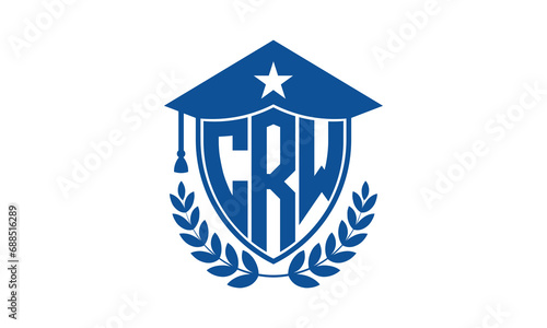 CRW three letter iconic academic logo design vector template. monogram, abstract, school, college, university, graduation cap symbol logo, shield, model, institute, educational, coaching canter, tech photo