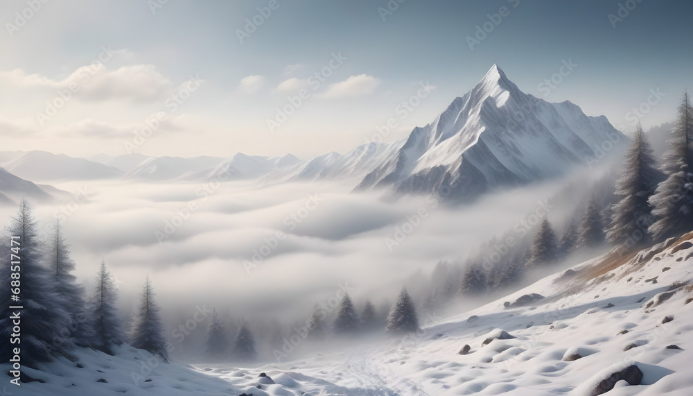 snow covered mountains in winter snow covered mountains in winter