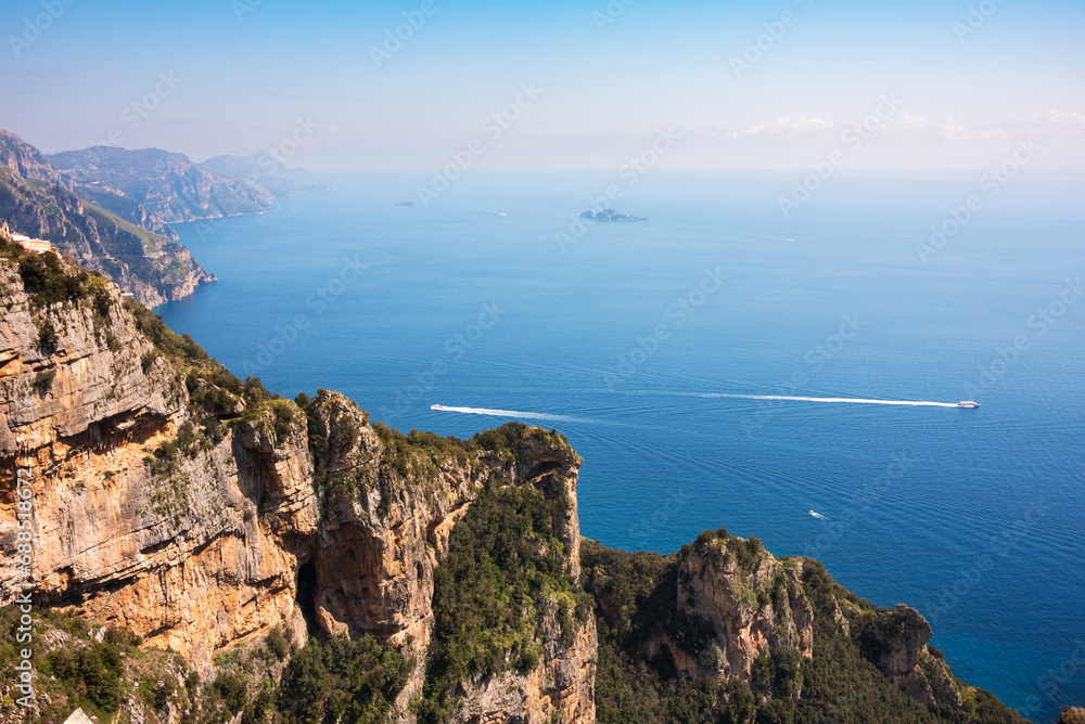 Scenic view of rocky Amalfi coast in Italy