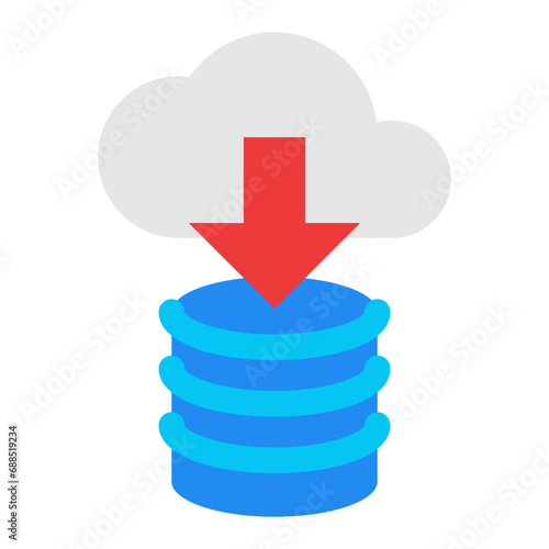 DX、データベース、クラウドを表すカラースタイルのアイコン