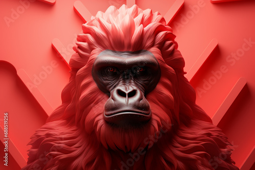 A minimalist Gorilla icon, featuring a sleek and stylish Gorilla profile against a pale coral background. This design offers a modern and sophisticated touch, suitable for contemporary branding.