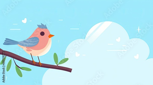 Beautiful Animated Bird Backdrop with Empty Copy Space for Text - Bird standing against Nature Background - Flat Vector Nature Bird Graphic Illustration Wallpaper created with Generative AI Technology