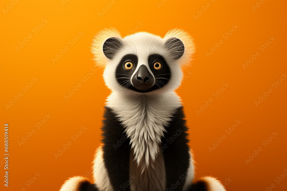 Obraz premium A minimalist Lemur icon, featuring a sleek and stylish Lemur profile against a pale coral background. This design offers a modern and sophisticated touch, suitable for contemporary branding.