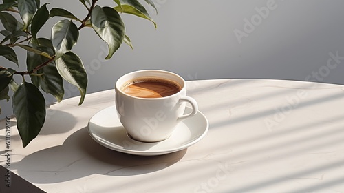 Photo of a cup with coffee on the table