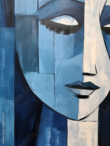 Capturing Melancholy and Beauty: Picasso-Inspired Blue Wall Art in Shades of Blue photo