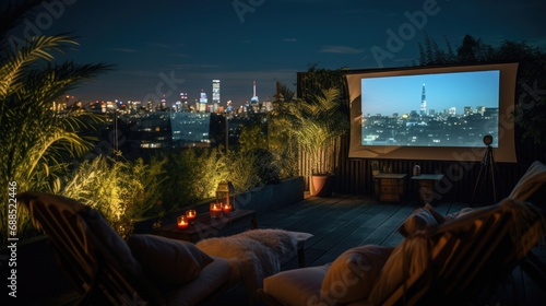 Rooftop cinema with city views