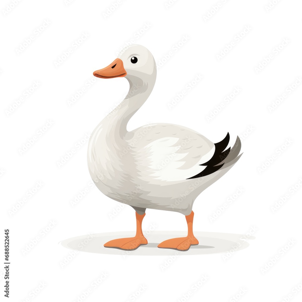 cute cartoon goose illustration on white background