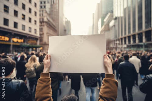 peoples with empty placards and posters in the street photo