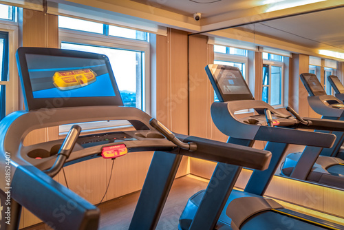 Interior view of hotel indoor gym